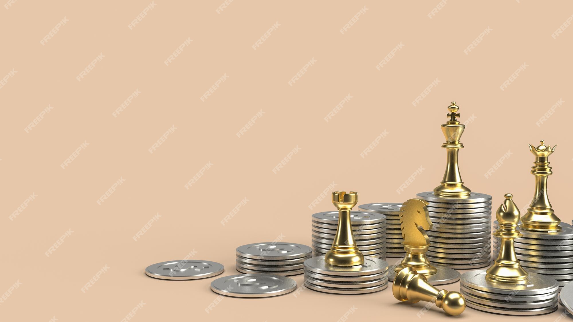 Premium Photo  The gold chess and silver chess for business concept 3d  rendering