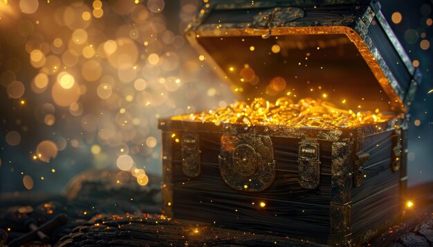 A gold chest with a lot of gold coins inside by ai generated image