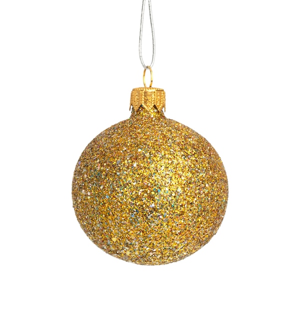 Gold christmas ball isolated on white background