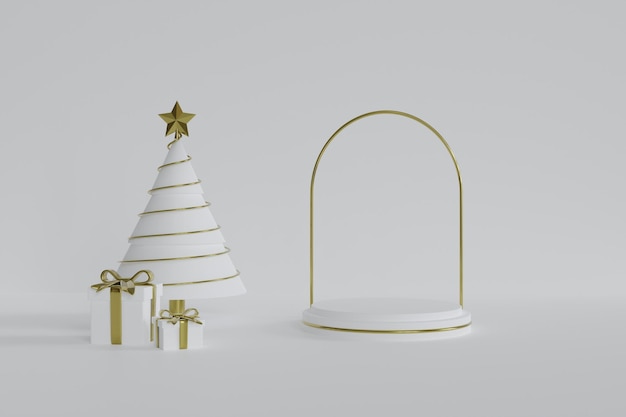 gold christmas tree 3d podium