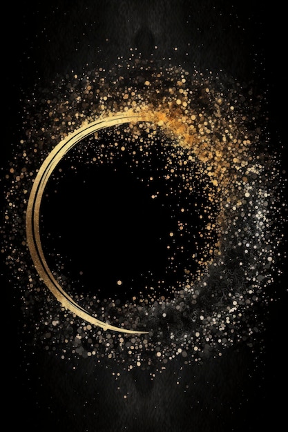 Photo gold circle black background glitter