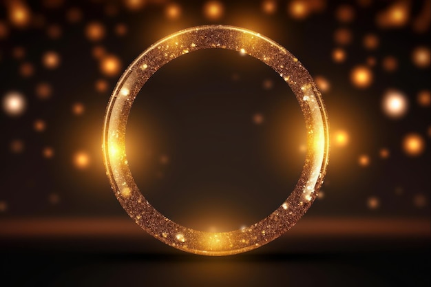 Gold circle frame with golden light effects