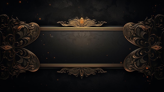 gold classic frame on black background