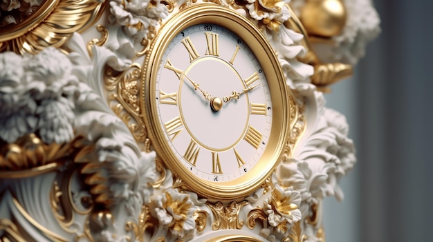 gold clock HD 8K wallpaper Stock Photographic Image