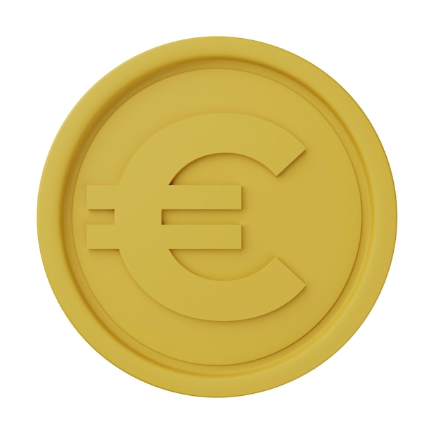 Gold Coin Euro 3D Illustration Isolated in White Background