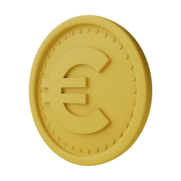 Photo gold coin euro 3d illustration isolated in white background