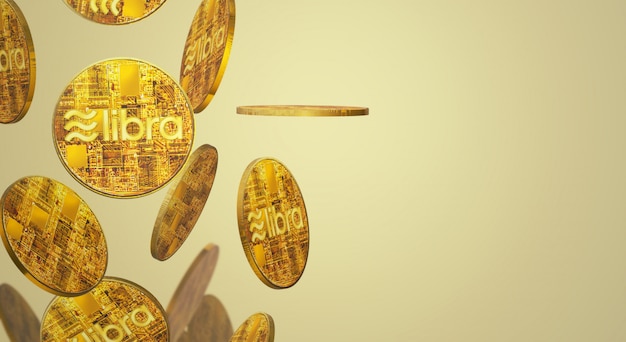 Gold coin Libra Facebook 3d rendering cryptocurrency   content.