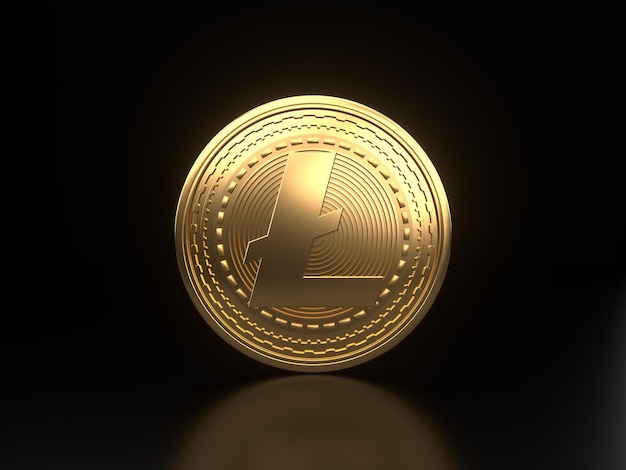 Золотая монета Litecoin на черном фоне