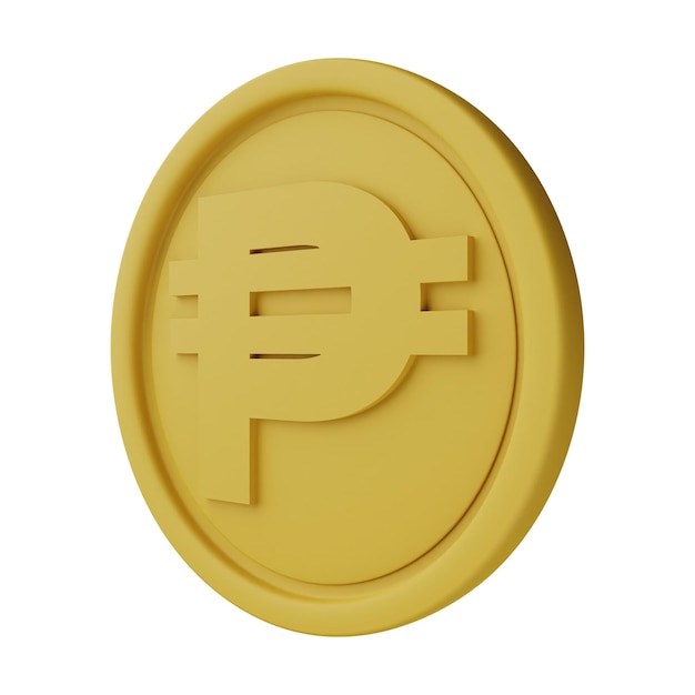 Gold Coin Peso 3D Illustration Isolated in White Background