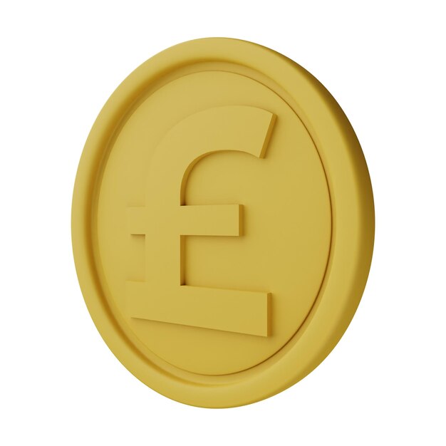 Photo gold coin pound 3d illustration isolated in white background