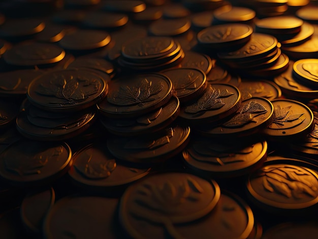 Gold coin stack isolated background ai generative