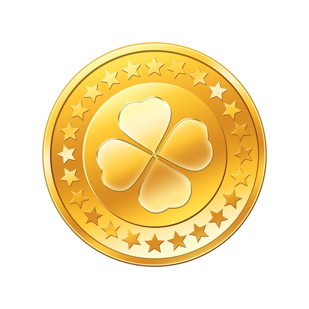 Photo a gold coin with a clover on it that says four leaves