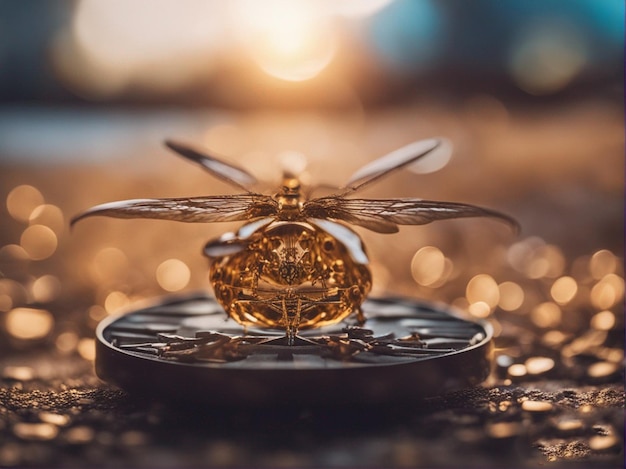 A gold coin with a gold coin on it