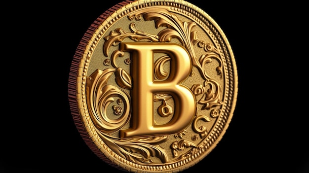 Золотая монета с буквой B Генеративный ИИ