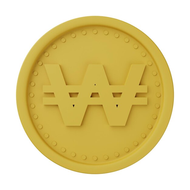Золотая монета выиграла 3D иллюстрацию, изолированную на белом фоне