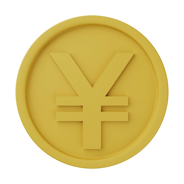 Photo gold coin yen 3d illustration isolated in white background