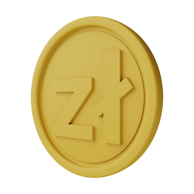 Photo gold coin zloty 3d illustration isolated in white background