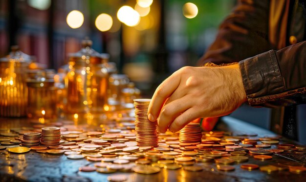 Gold Coins Bar on the Table