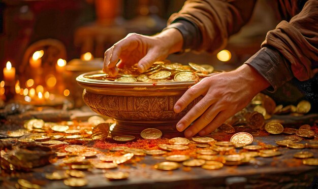 Gold Coins Bar on the Table