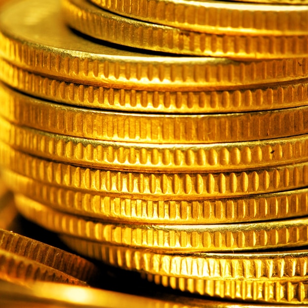 Gold coins closeup
