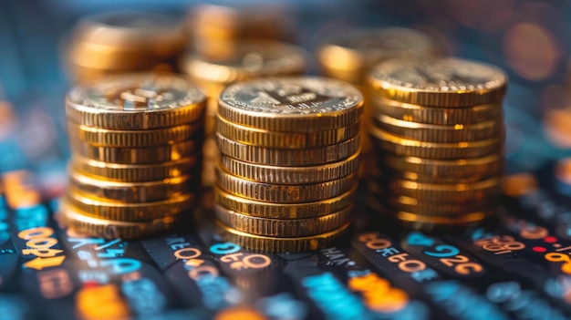 Gold Coins on Computer Keyboard