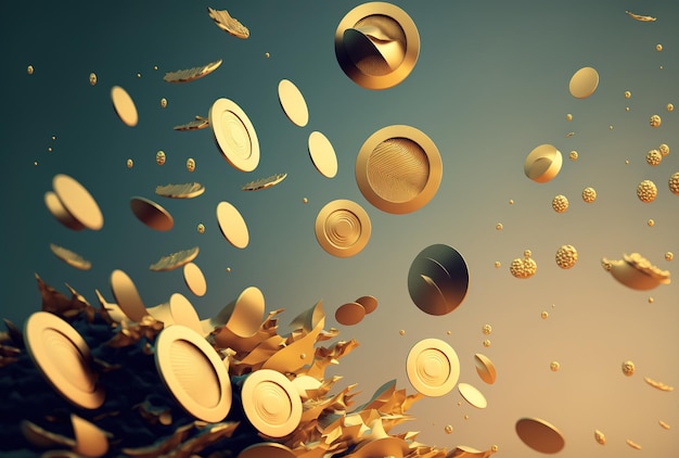 Gold coins flying in the air an illustration