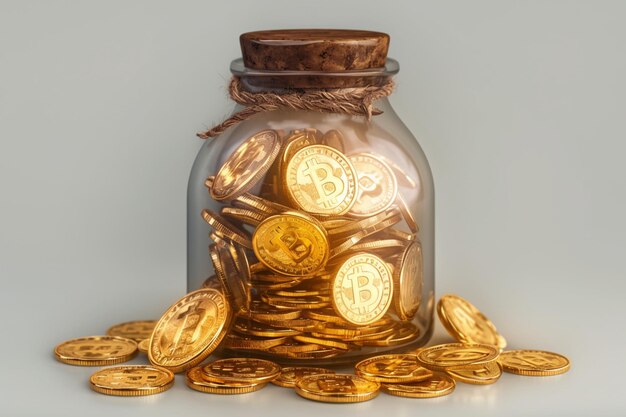 Gold coins in glass bottles symbolize luxury wealth and investment