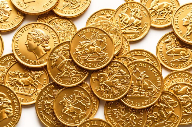 Photo gold coins hoard full frame background texture