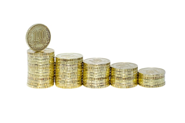 Gold coins isolated on a white background