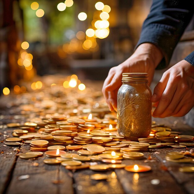 Gold Coins and Jeweleries on the Table