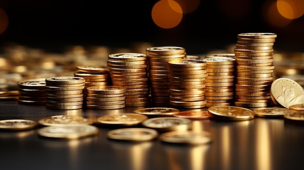 gold coins A pile of Coins on a white background