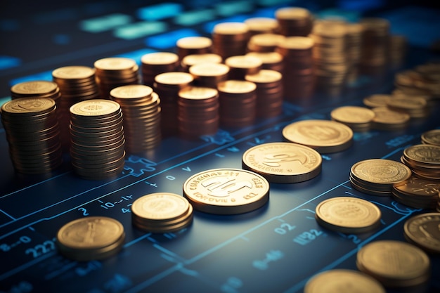 Gold coins for sale on a market