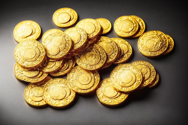 Gold coins on a simple background