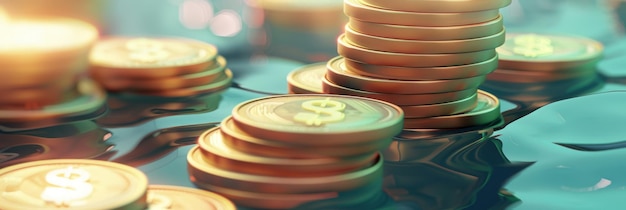 gold coins with a green background