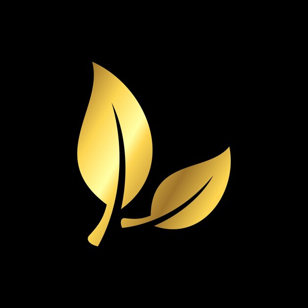 Photo gold color natural leaf icon vector template