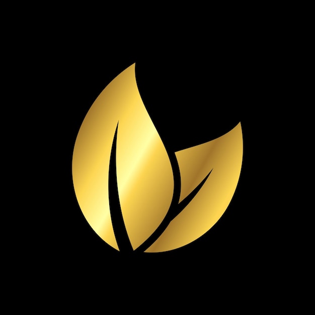 Photo gold color natural leaf icon vector template