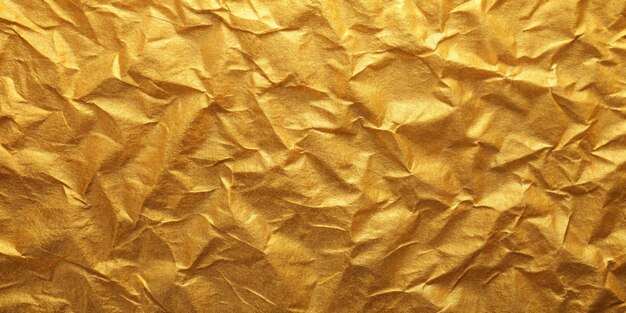 Photo a gold colored crumpled paper is crumpled on a table