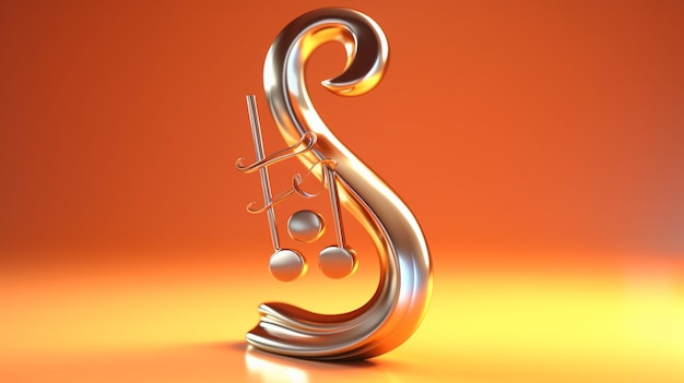 A gold colored violin with the letter s on it.