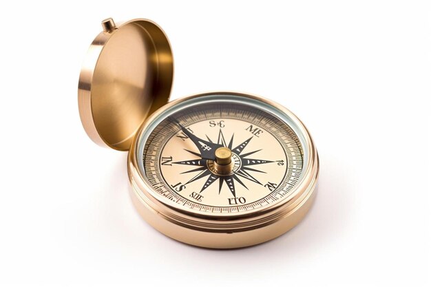 Photo a gold compass with the word  compass  on it