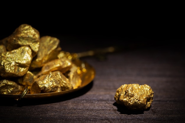 Photo gold concept, close-up of large gold nuggets