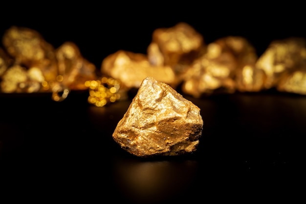 Gold concept, close-up of large gold nuggets