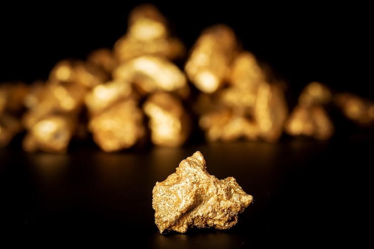 Photo gold concept, close-up of large gold nuggets