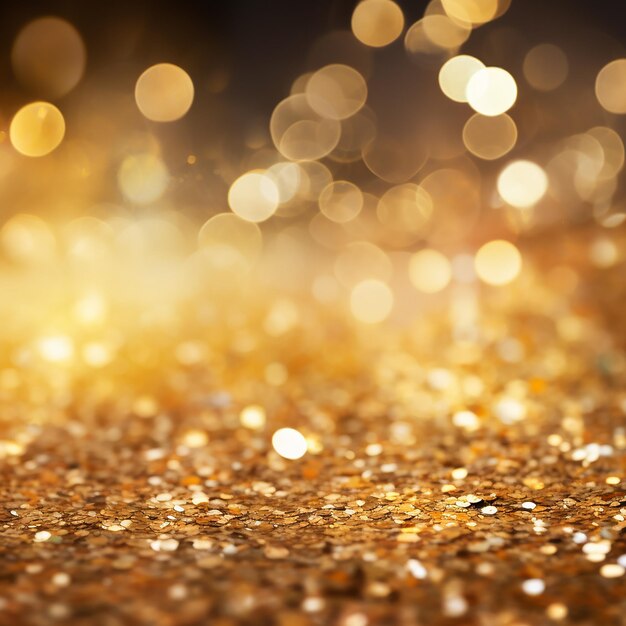 Gold Confetti on Bokeh Lights Background