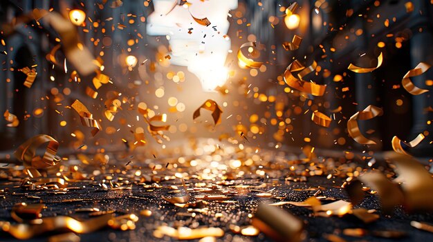 Gold Confetti Falling From the Sky