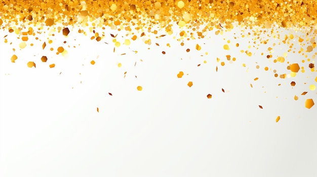 gold confetti particles pack on white background