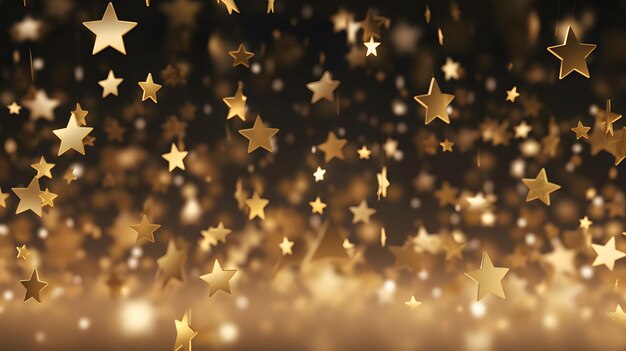 Gold confetti stars on a dark backgroundNew Years Eve background banner with space for your own content