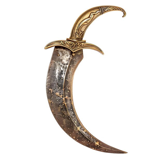 Photo a gold crescent moon with a gold handle