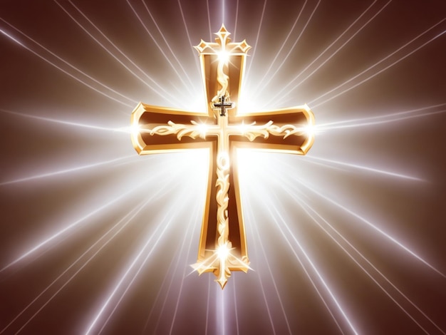 Gold Cross on Christian Symbol