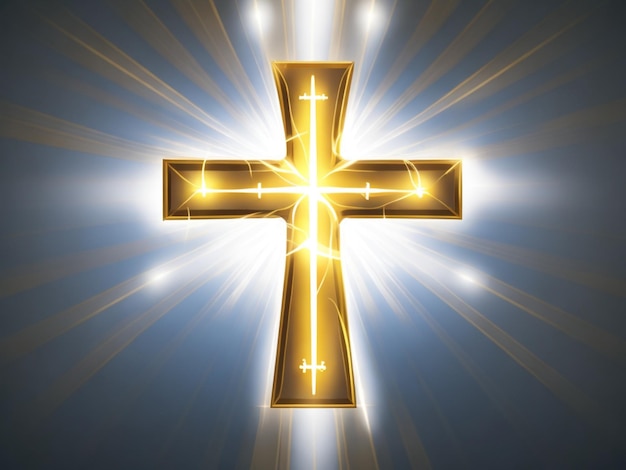 Gold Cross on Christian Symbol
