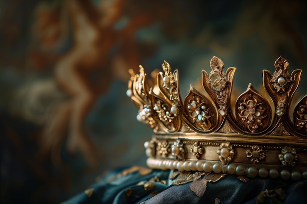 Gold Crown on Blue Cloth